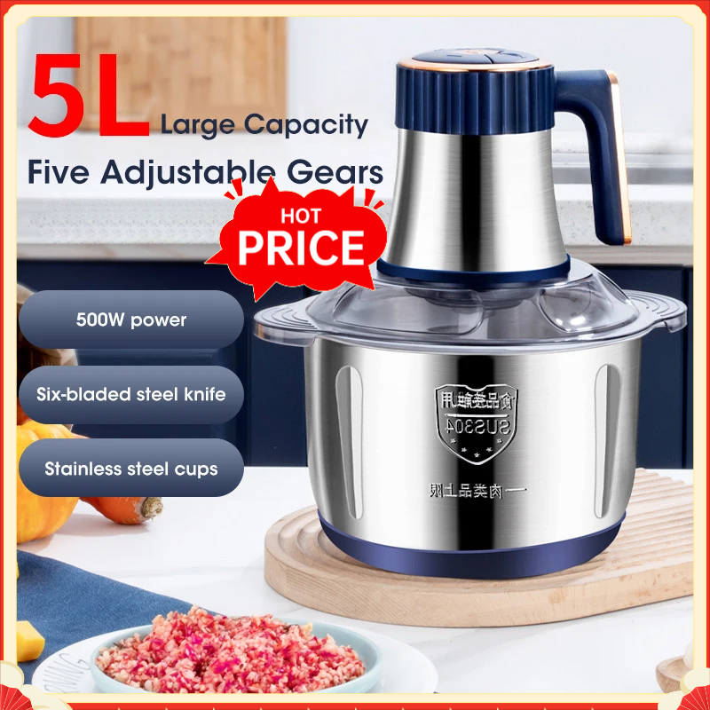 Kitchen Gadgets Vegetable Chopper - Tritacarne Elettrico da 5L in Acciaio