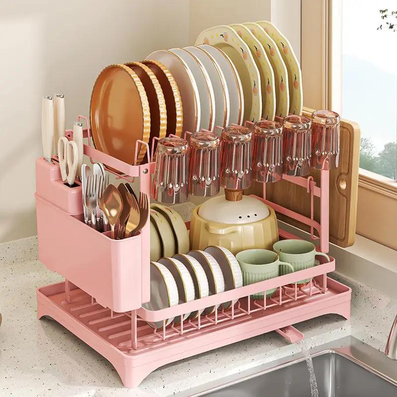 Kitchen Gadgets Rack - Scolapiatti a 2 Livelli per Piano