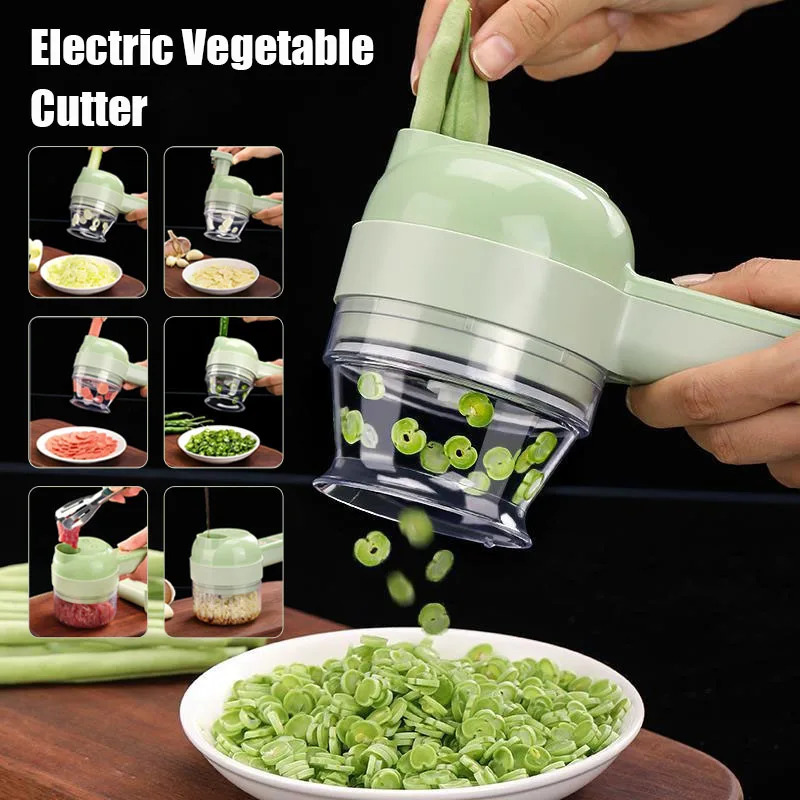 Kitchen Gadgets Vegetable Chopper - Tagliaverdure Elettrico 4 in 1, Sbucciatore,